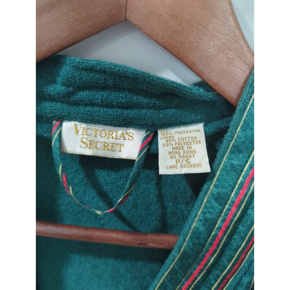 Victoria's Secret Vintage Gold Label Green Red Striped Robe - Picture 3 of 4